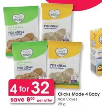 Clicks Clicks Made for Baby Rice Cakes 4 x 20g offer