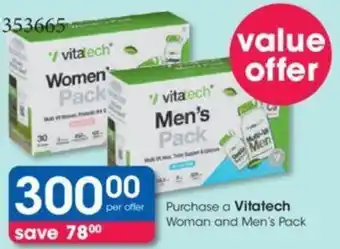 Clicks Purchase a Vitatech Woman and Men's Pack offer