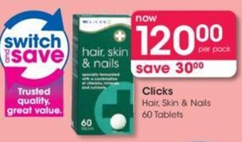 Clicks Hair, Skin & Nails 60 Tablets