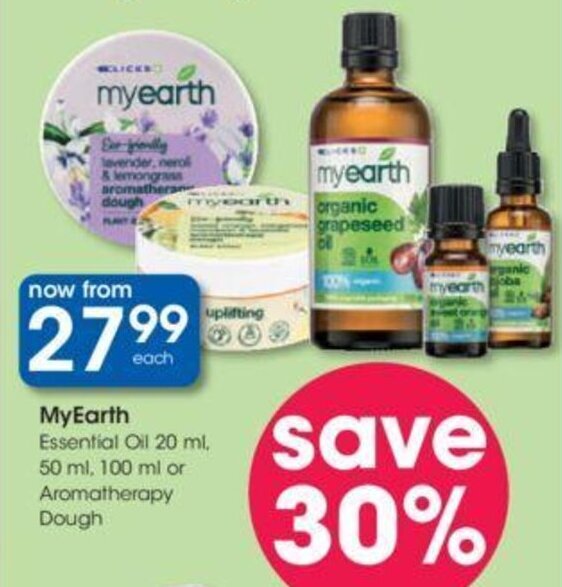 Clicks myearth Essential Oil 20ml, 50ml, 100ml or Aromatherapy Dough