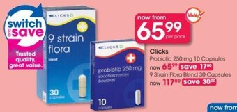 Clicks Clicks Probiotic 250mg 10 Capsules offer
