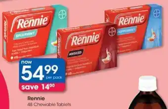 Clicks Rennie 48 Chewable Tablets offer