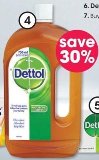 Clicks Dettol Disinfectant or Antiseptic Liquid 750ml offer