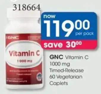 Clicks GNC VitaminC 1000mg Timed-Release 60 Vegetarian Caplets offer
