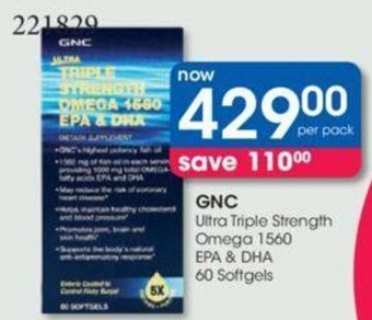 GNC Ultra Triple Strength Omega 1560 EPA & DHA 60 Softgels