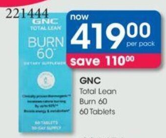 Clicks GNC Total Lean Burn 60™ 60 Tablets offer