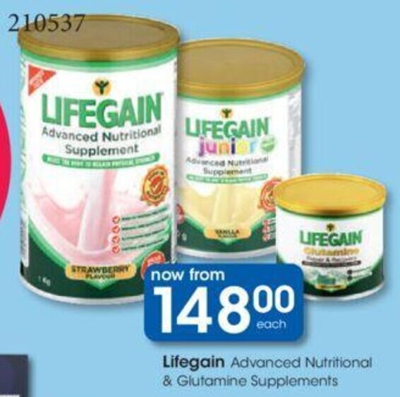 Lifegain Advanced Nutritional & Glutamine Supplements offer at Clicks