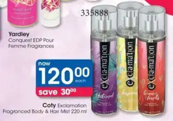 Clicks Coty Exclamation Fragranced Body & Hair Mist 220ml offer