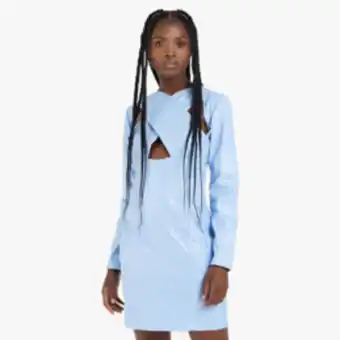The FIX Women's blue faux leather with cross front & cut out back offer