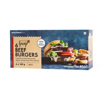 Woolworths Frozen beef burgers 6 x 100 g offer