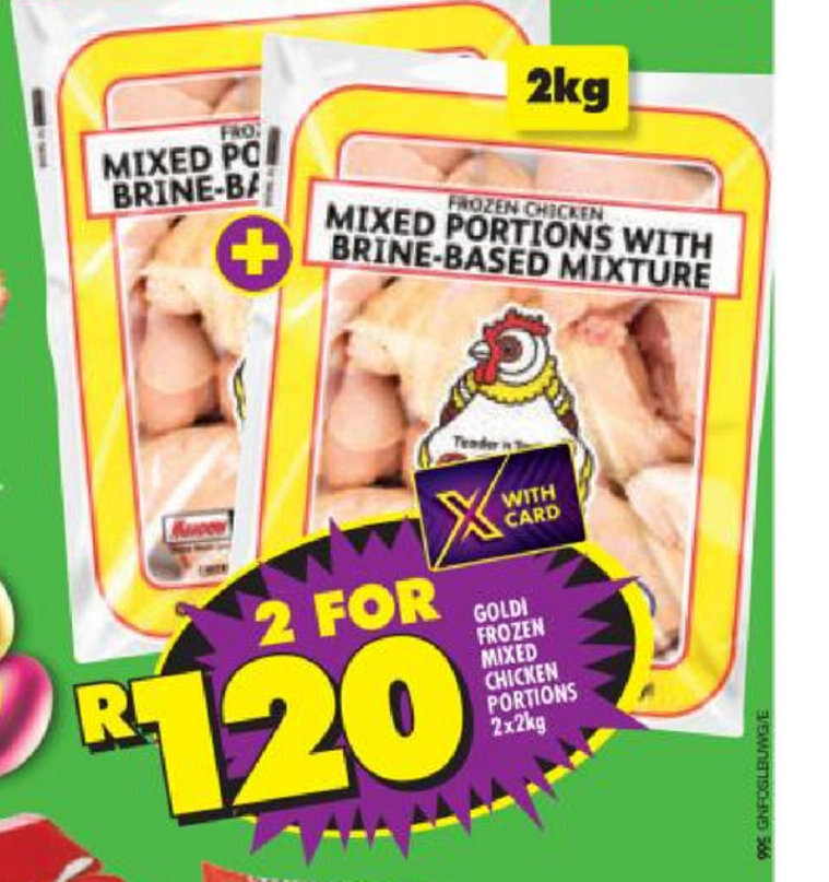 GOLDI Frozen mixed chicken portions 2x2kg offer at Shoprite