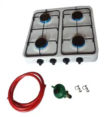 Takealot White 4 plate gas stove with fittings offer