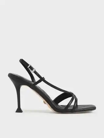 Leather sculptural heel sandals - black