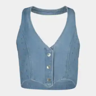 The FIX Women's light wash denim waist coat offer