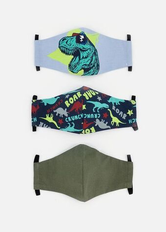 Dino kids face masks 3 pack