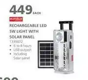BUCO Eurolux Rechargeable LED 5W Light With Solar Panel offer