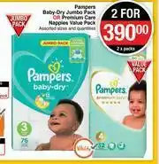 Dis-Chem Pampers Baby Dry Jumbo Pack Or Premium Care Nappies Value Pack-For 2 offer