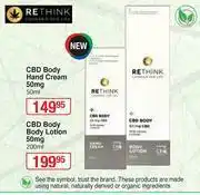Dis-Chem Rethink CBD Body Hand Cream 50mg-50ml offer