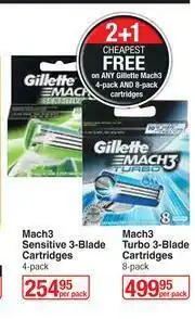 Dis-Chem Gillette Mach3 Sensitive 3 Blade Cartridges-4's Per Pack offer