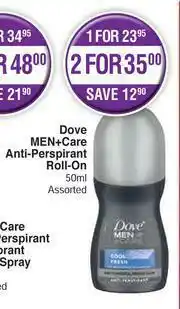 Dis-Chem Dove Men + Care Anti Perspirant Roll On Assorted-For 1 x 50ml offer