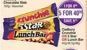 Dis-Chem Cadbury Crunchie Or 5 Star Or Lunch Bar-For 1 x 40g/ 48.5g/ 48g offer