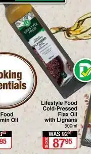 Dis-Chem Lifestyle Food Cold Pressed Flax Oil With Lignans-500ml offer