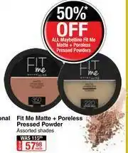 Dis-Chem Maybelline Fit Me Matte + Poreless Pressed Powder Assorted Shades-Each offer