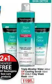 Dis-Chem Neutrogena Triple Micellar Water 400ml Or Cooling Scrub 150ml Or 2 In 1 Clay Wash Mash 150ml-Each offer