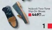Nubuck Two Tone Slip On Shoes-Per Pair