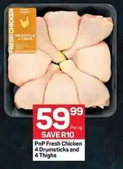 Pick n Pay PnP Fresh Chicken 4 Drumsticks & 4 Thighs-Per kg offer