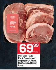Pick n Pay PnP Bulk Pork Pack Consists Of Leg Roast, Chops, Rashers And Stew Cuts-Per kg offer