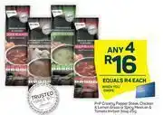 Pick n Pay PnP Creamy Pepper Steak, Chicken & Lemon Grass Or Spicy Mexican & Tomato Instant Soup-Any 4 x 25g offer