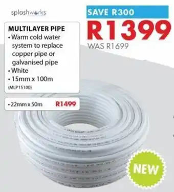 Chamberlain Splashworks Multilayer Pipe 15mm x 100m offer