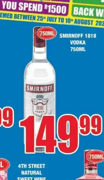 Boxer Liquors Smirnoff vodka offer