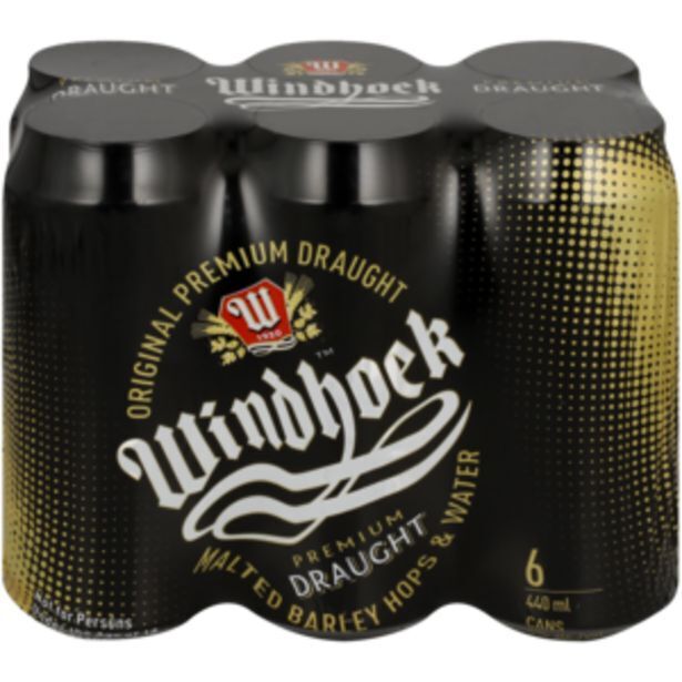 Checkers Liquor Shop Windhoek premium draught beer cans 6 x 440ml offer