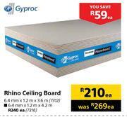 Gyproc rhino ceiling board-6.4mm x 1.2m x 3.6m each offer at Builders ...