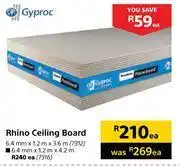 Gyproc rhino ceiling board-6.4mm x 1.2m x 3.6m each