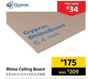 Builders Warehouse Gyproc rhino ceiling board-6.4mm x 1.2m x 3.0m offer