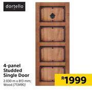Builders Warehouse Dortello 4 panel studded wood single door-2.030m x 813mm offer