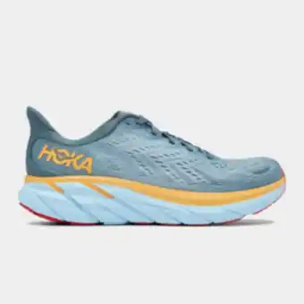 Totalsports Men's hoka clifton 8 (wide) blue/yellow shoe offer