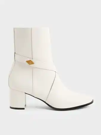 Metallic accent crossover ankle boots - chalk