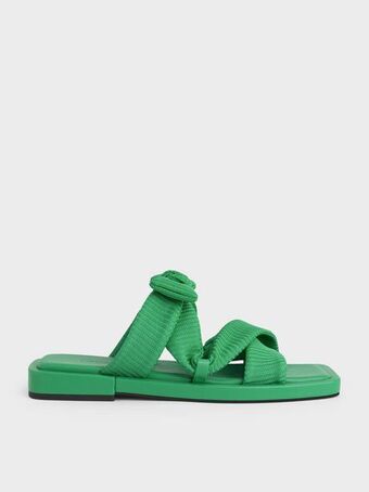 Recycled polyester bow crossover slides
- green