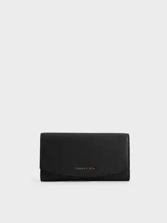 Charles & Keith Front flap long wallet - black offer