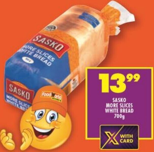 Sasko More Slices White Bread 700g offer at Shoprite