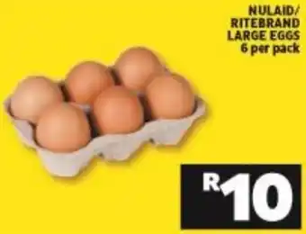 Shoprite Nulaid Ritebrand Large Eggs 6 per Pack offer