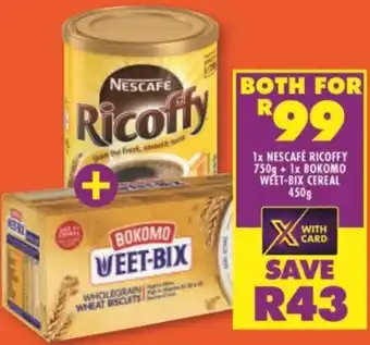 Shoprite Nescafé Ricoffy 750g + Bokomo Weet-Bix Cereal 450g Instant Coffee Granules 250g offer