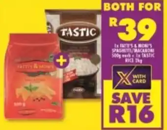 Shoprite Fatti & Moni's Macaroni or Spaghetti 500g offer