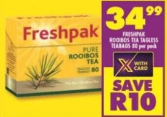 Shoprite Freshpak Rooibos Tagless Tebags 80 per Pack offer