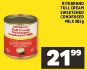 Shoprite Ritebrand Full Cream Sweetened Condensed Milk 385g offer
