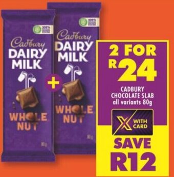 Shoprite Cadbury Chocolate Slab 2x80g offer